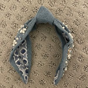 Namjosh Denim headband with pearl & sequined embellishments